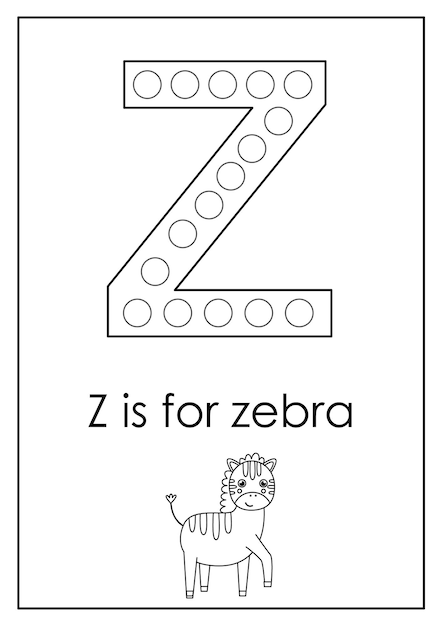 Learning English alphabet for kids Letter Z Dot marker activity