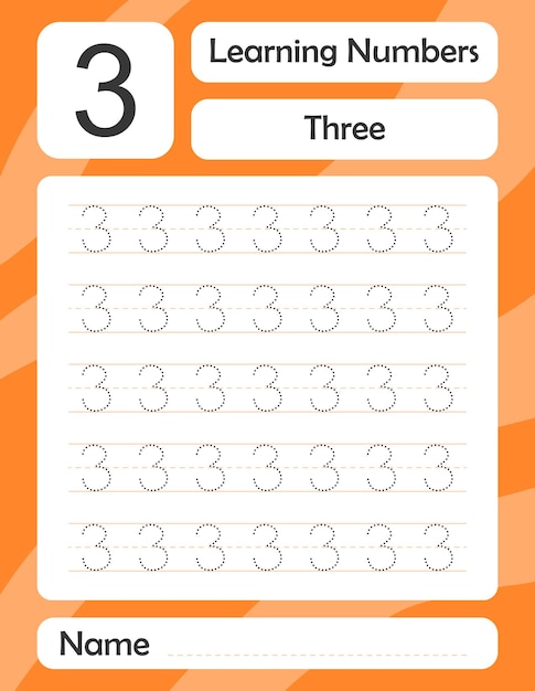 Learning Numbers Handwriting practice Color activity page Education developing worksheet