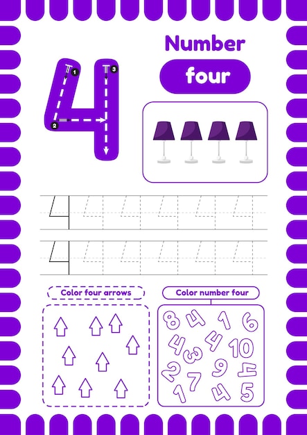 Learning numbers Number 5 Trace color dot to dot on one page