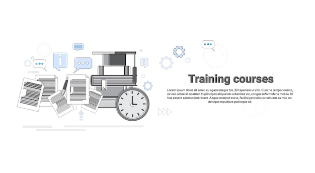 Learning Training Courses Education Web Banner Vector Illustration