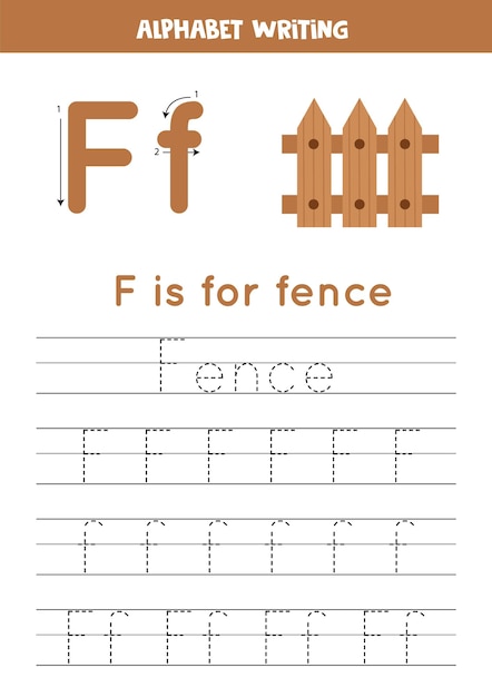 Learning to write letters for preschool kids F is for fence