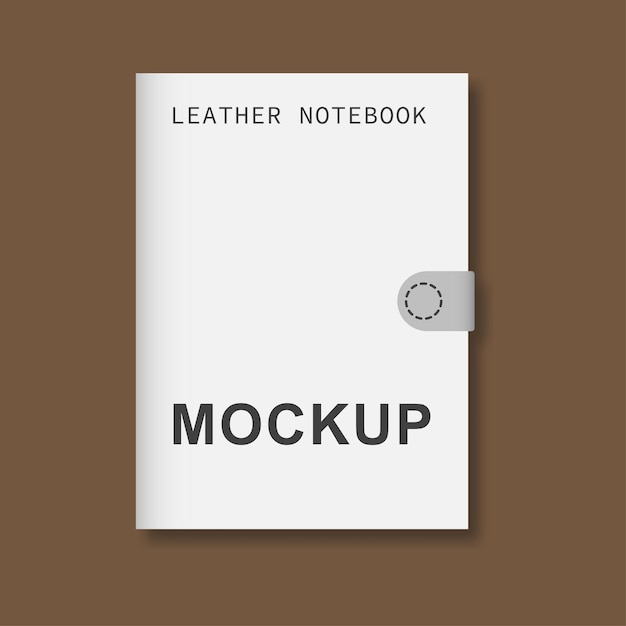 Leather notebook mockup design. Vector stock illustration.