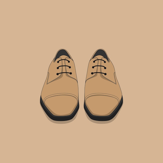 Leather shoes in tan color with cartoon design for advertisement design