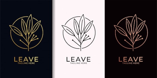 leave elegant gold logo design