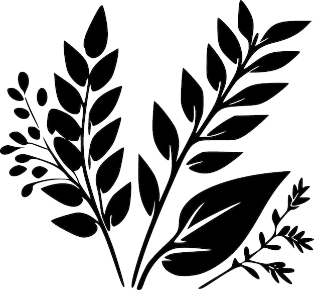 Leaves Black and White Isolated Icon Vector illustration