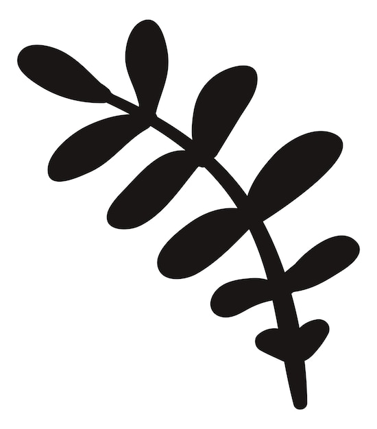 Leaves branch silhouette Black floral motif element