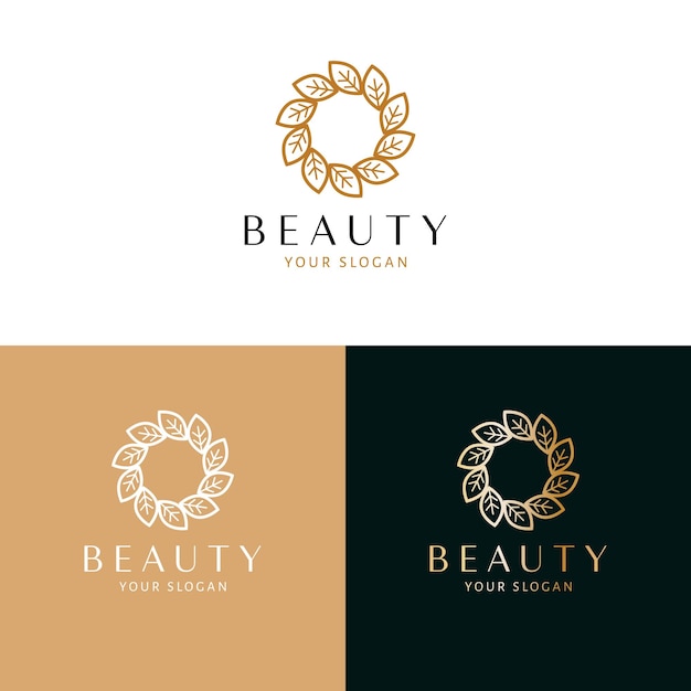 Leaves circle vector logo design Modern floral logotype Beauty logo template