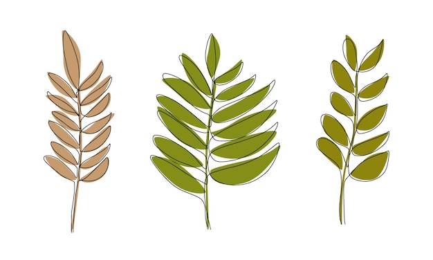 Leaves creative illustration Minimal line art style icons