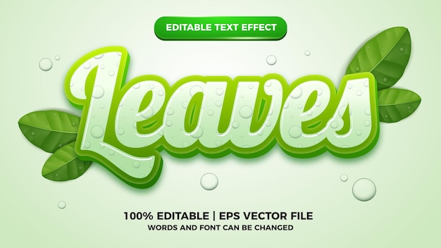 Leaves fresh editable text effect logo style template