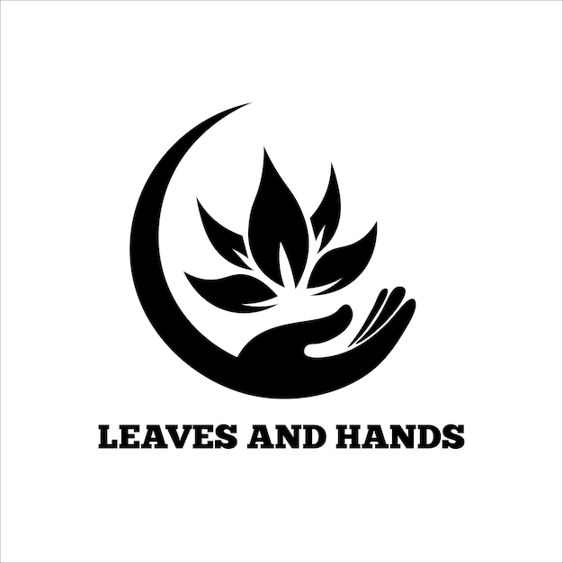 Leaves and hands logo illustration vector design