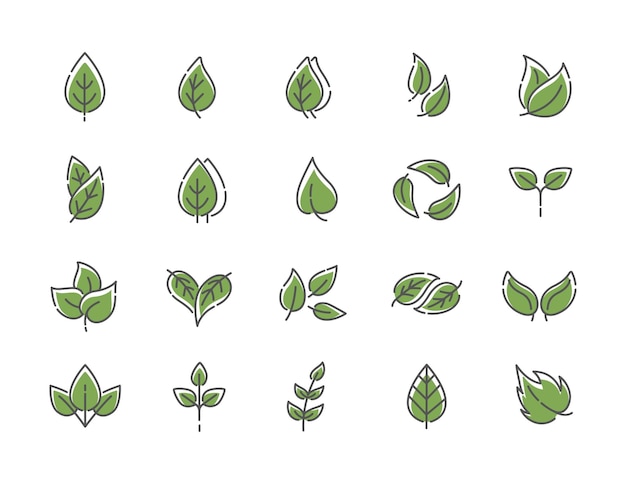 Leaves icons set