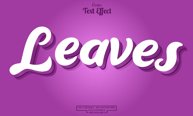 Leaves modern cartoon editable text effect design