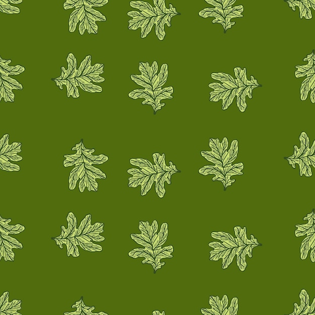 Leaves oak engraved seamless pattern Retro background botanical with forest foliage in hand drawn style