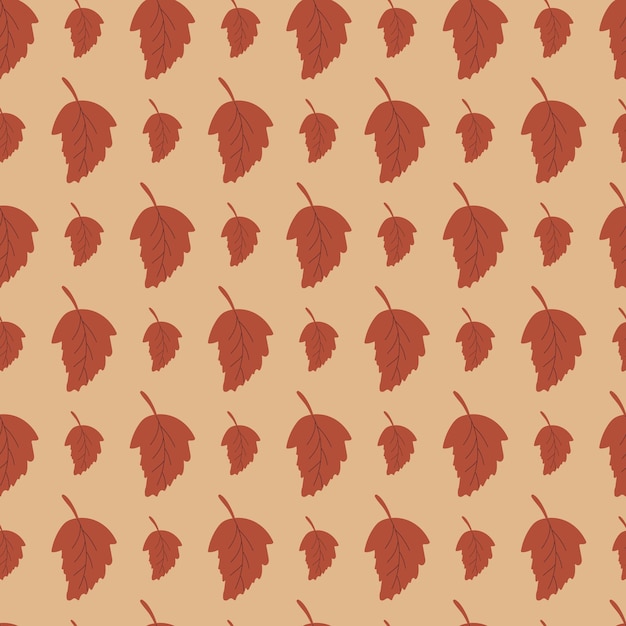 Leaves Pattern Endless Background with aspen leaf Seamless red vector