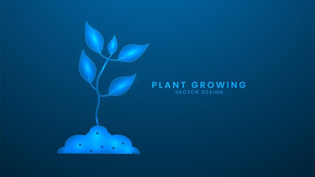 Vector leaves on the plant growing the environment and world environment day illustration with light effect