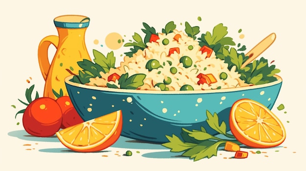 Vector lebanese tabouleh and parsley salad