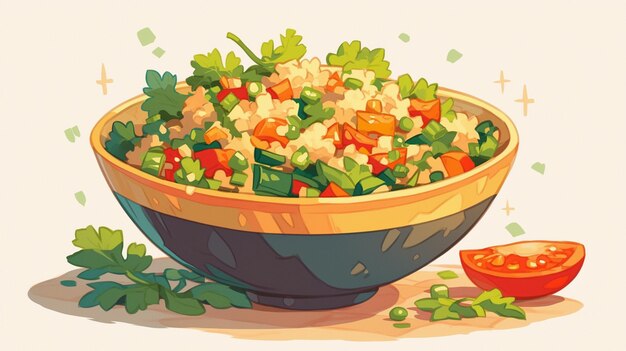 Vector lebanese tabouleh and parsley salad