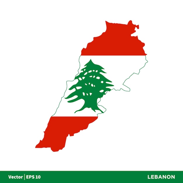 Lebanon Asia Countries Map and Flag Icon Vector Logo Template Illustration Design Vector EPS 10