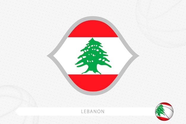 Lebanon flag for basketball competition on gray basketball background.