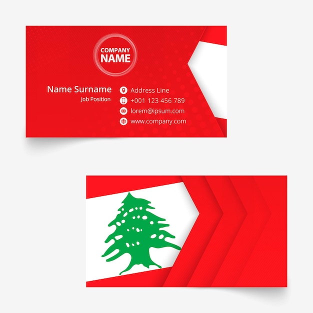 Lebanon Flag Business Card, standard size (90x50 mm) business card template with bleed under the clipping mask.