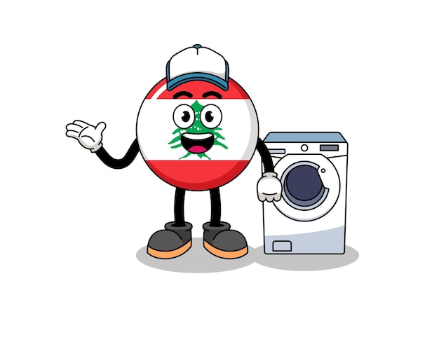 Lebanon flag illustration as a laundry man