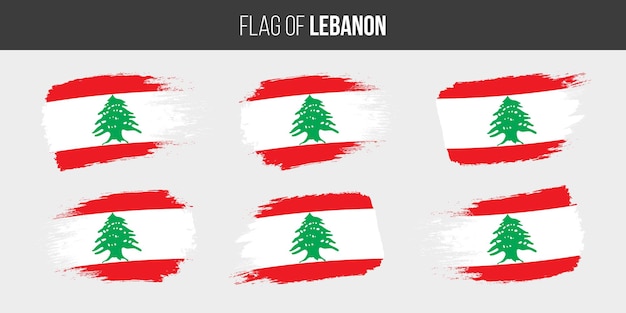 Lebanon flags Brush stroke grunge vector illustration flag of lebanon isolated on white