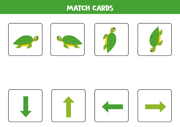 Left right up or down Spatial orientation with cute green turtle