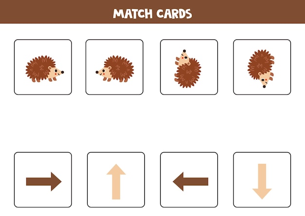 Left right up or down Spatial orientation with cute hedgehog