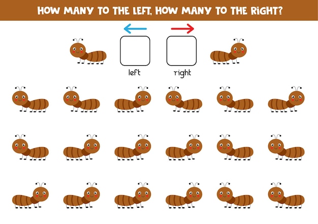 Left or right with cute ant. Educational game to learn left and right.