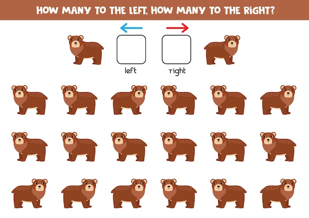 Left or right with cute cartoon bear Logical worksheet for preschoolers