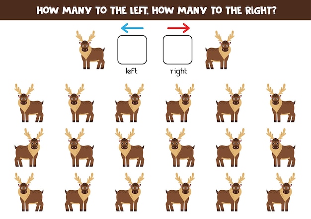 Left or right with cute cartoon moose Logical worksheet for preschoolers