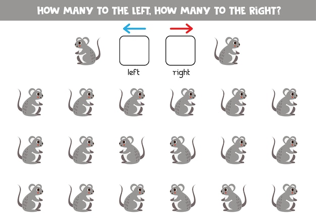 Left or right with cute cartoon mouse Logical worksheet for preschoolers