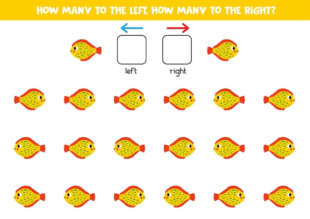 Left or right with cute clownfish Logical worksheet for preschoolers