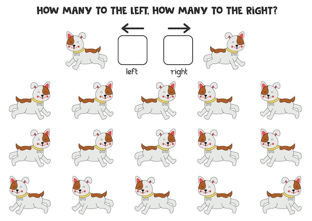 Left or right with cute dog Logical worksheet for preschoolers