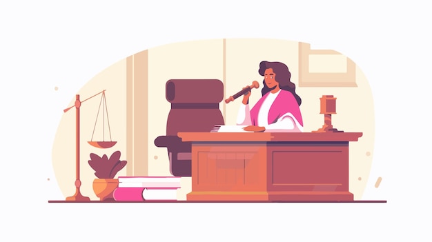 Legal Justice Concept Woman in Court with Judge and Gavel