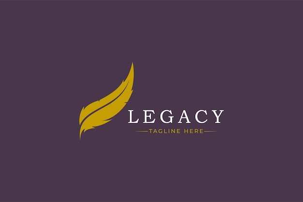 Legal, Law and Firm Business Logo Concept with Feather or Quill Abstract Shape Sign Symbol.