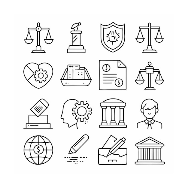 Vector legal and law icon set vector illustration