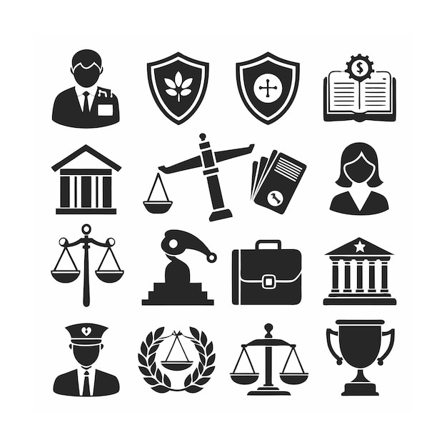 Legal and Law Icon Set Vector Illustration