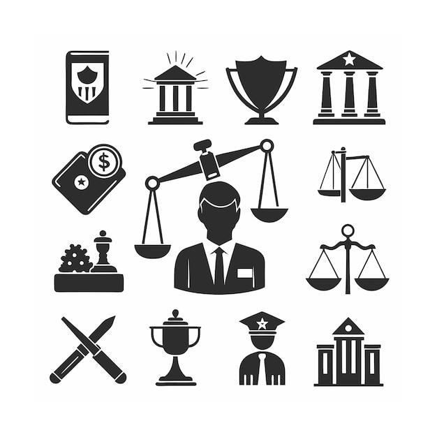 Legal and Law Icon Set Vector Illustration