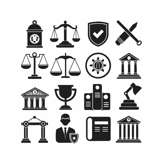 Legal and Law Icon Set Vector Illustration