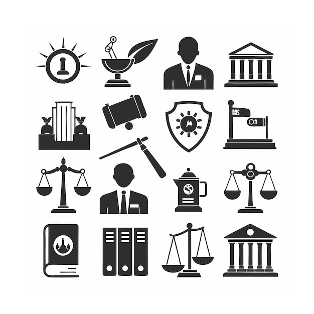 Legal and Law Icon Set Vector Illustration