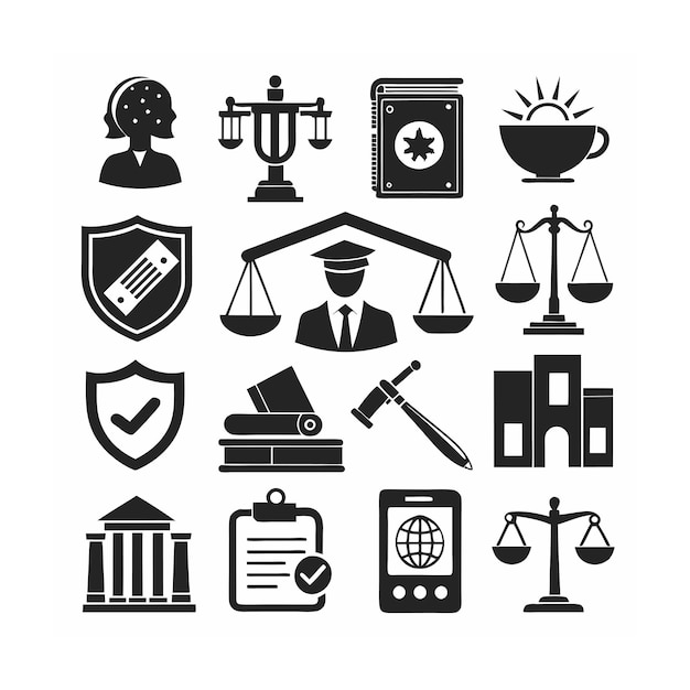 Legal and Law Icon Set Vector Illustration