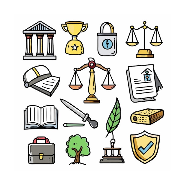 Vector legal and law icon set vector illustration