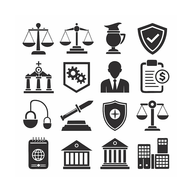 Legal and Law Icon Set Vector Illustration