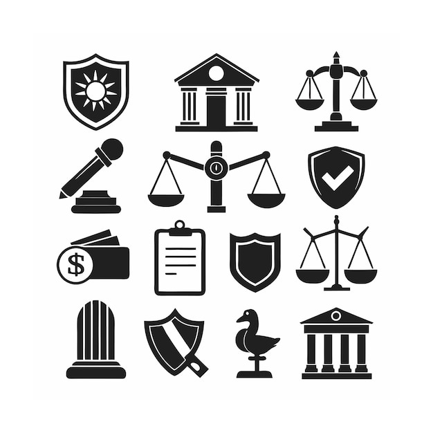 Vector legal and law icon set vector illustration