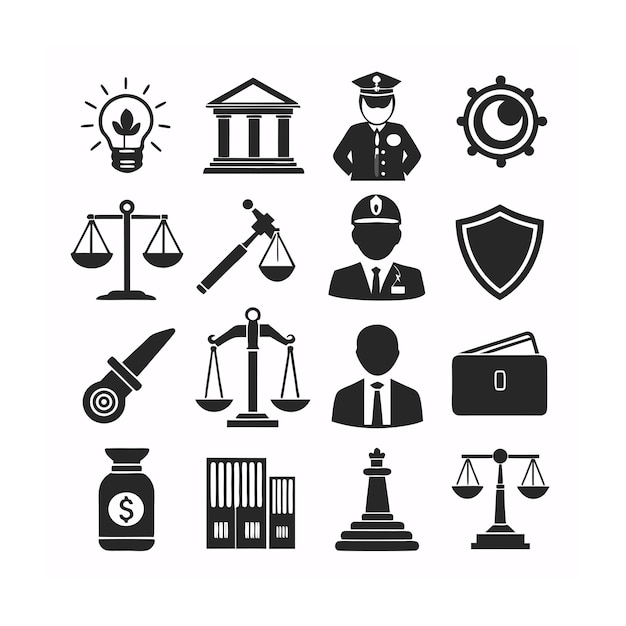 Legal and Law Icon Set Vector Illustration