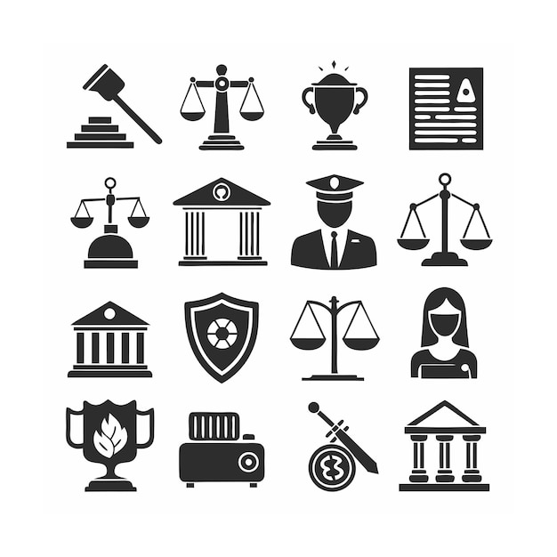 Legal and Law Icon Set Vector Illustration