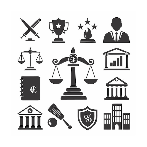 Legal and Law Icon Set Vector Illustration