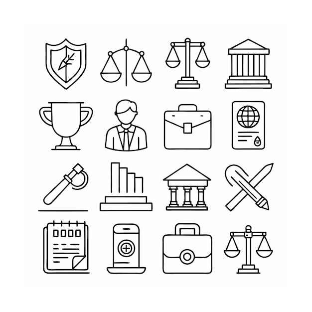 Vector legal and law icon set vector illustration