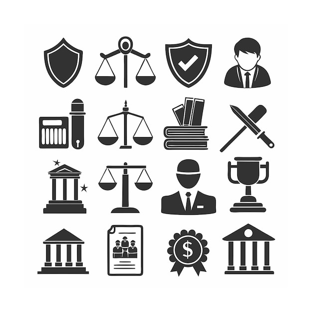 Legal and Law Icon Set Vector Illustration